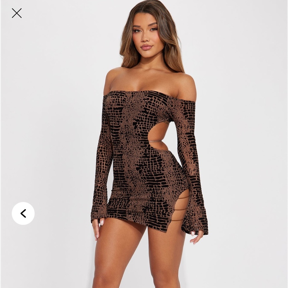 Fashion Nova Black and Brown Mini Dress